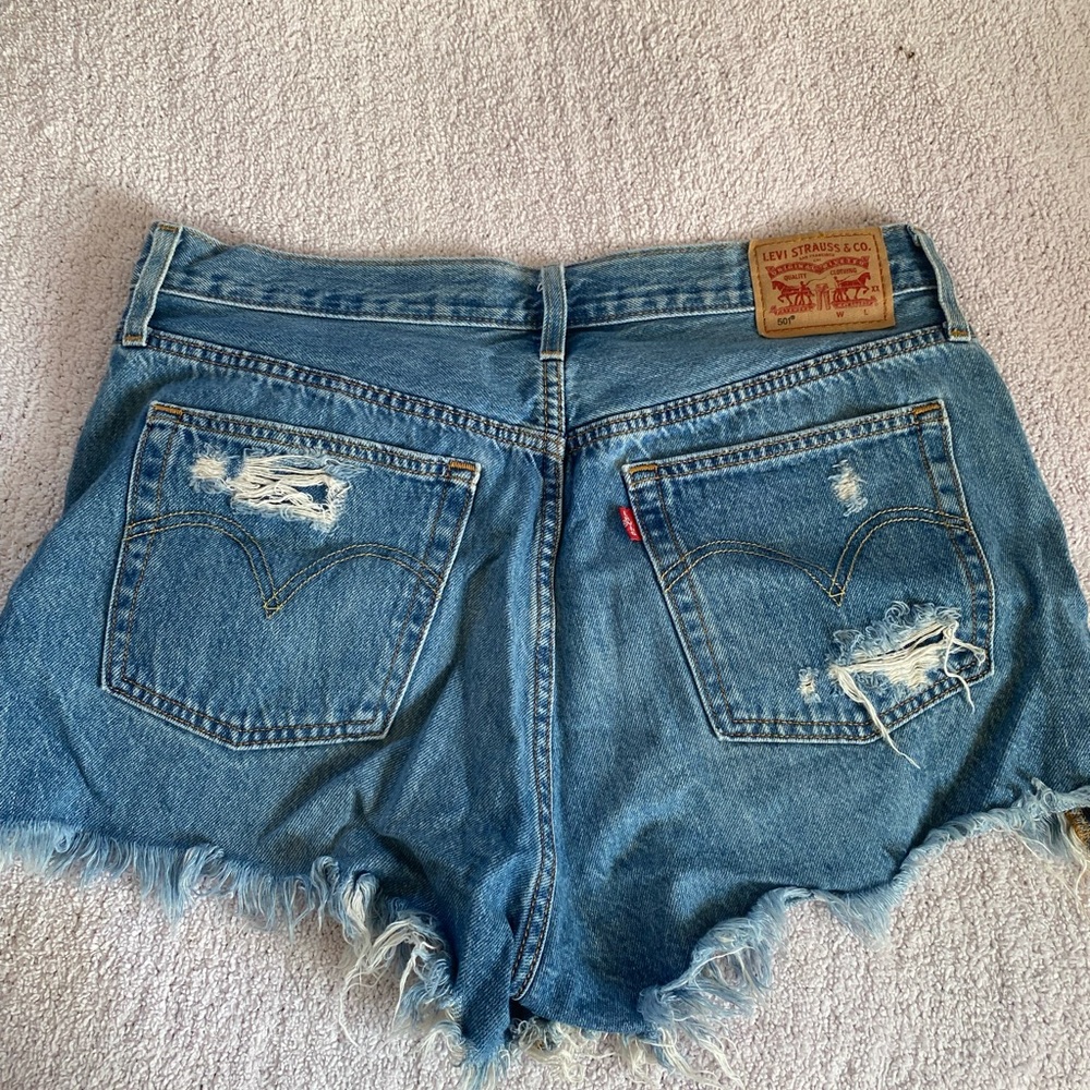 Levi's Blue Ripped Jean Shorts - Picture 3 of 3